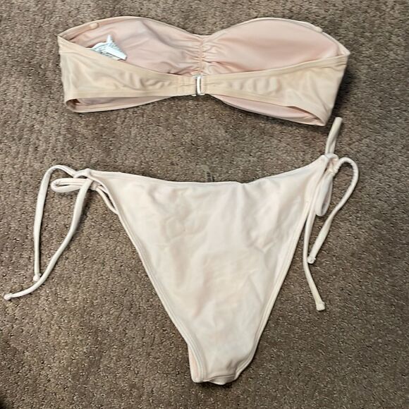 Forever 21 Nude beaded detail bandeau bikini. size L, NEW - Picture 4 of 4